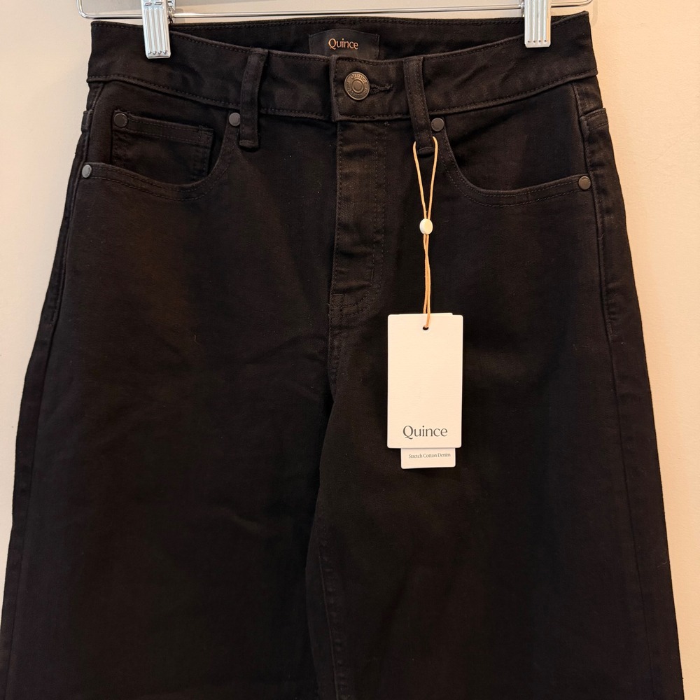 Quince Bella Stretch Wide Leg Jeans Denim Date Trip Vaca Black 26 Regular NWT - Picture 3 of 13